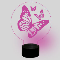 LED 3D Illusion Base Butterfly Pink